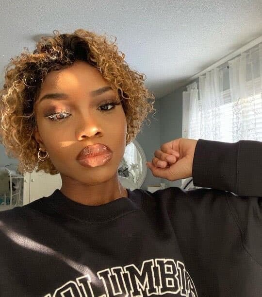Pre Styled Lace front Purple Pixie Cut Curly BOB Lace Wig PCCT1364