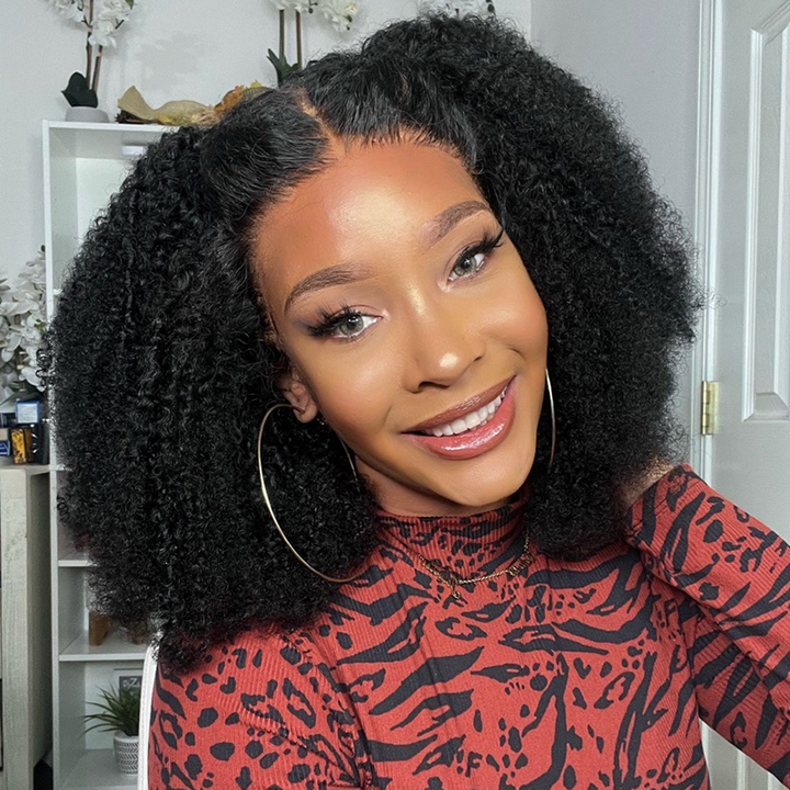 Pre Plucked Afro Kinky Curly 13x6 HD Lace Front Wig TBAF01