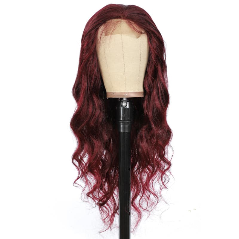 Transparent Lace #99J Burgundy Body Wave Lace Front Wig BCT#99J