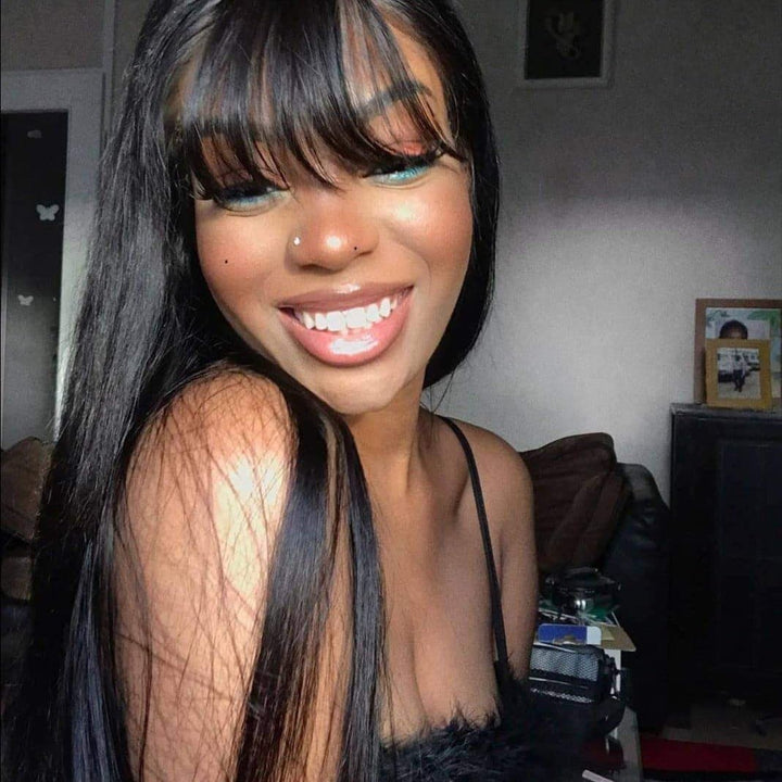 NEW 360 HD LACE FRONTAL WIG Silky STRAIGHT with bangs STB360