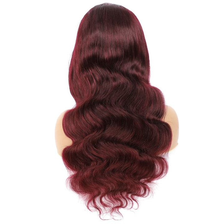 Transparent Lace #99J Burgundy Body Wave Lace Front Wig BCT#99J