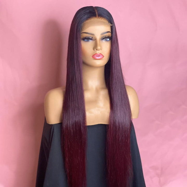 Pre Plucked Silky Straight Ombre #T1B/99J 13x6 Lace Frontal Wig BW136T99