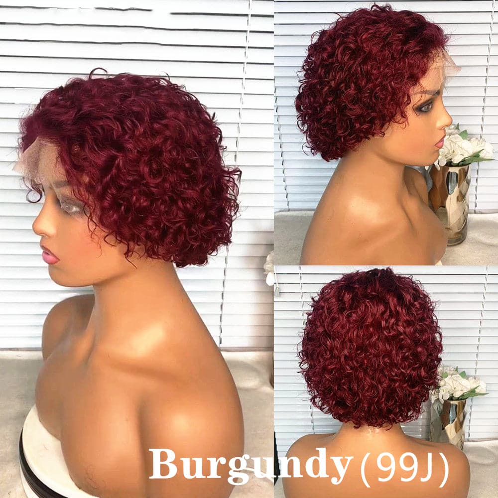 Pre-Styled Lace front Purple Pixie Cut Curly BOB Lace Wig PCCT1364