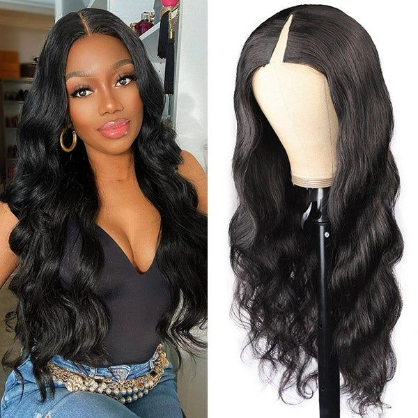 V Part No leave Out Wig Body Wave Human Hair VBW-N1