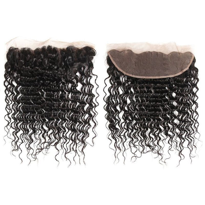 Bundles With 13x4 Lace Frontal Deep Curly Human Hair