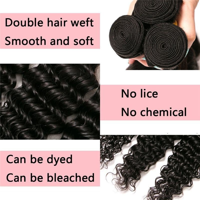 Bundles With 13x4 Lace Frontal Deep Curly Human Hair