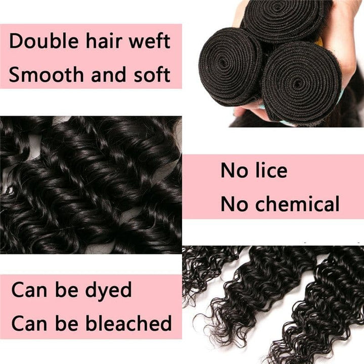 Bundles With 13x4 Lace Frontal Deep Curly Human Hair