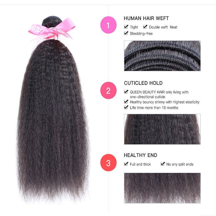 Bundles With 13x4 Lace Frontal Kinky Straight Human Hair