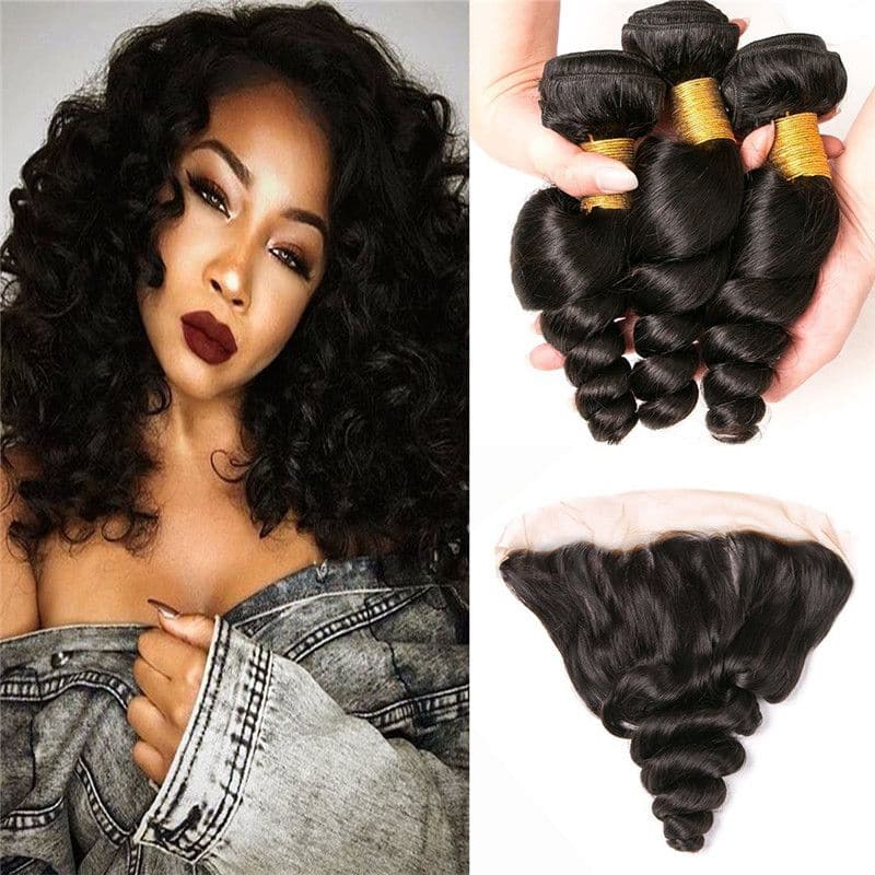 Bundles With 13x4 Lace Frontal Loose Wave Human Hair