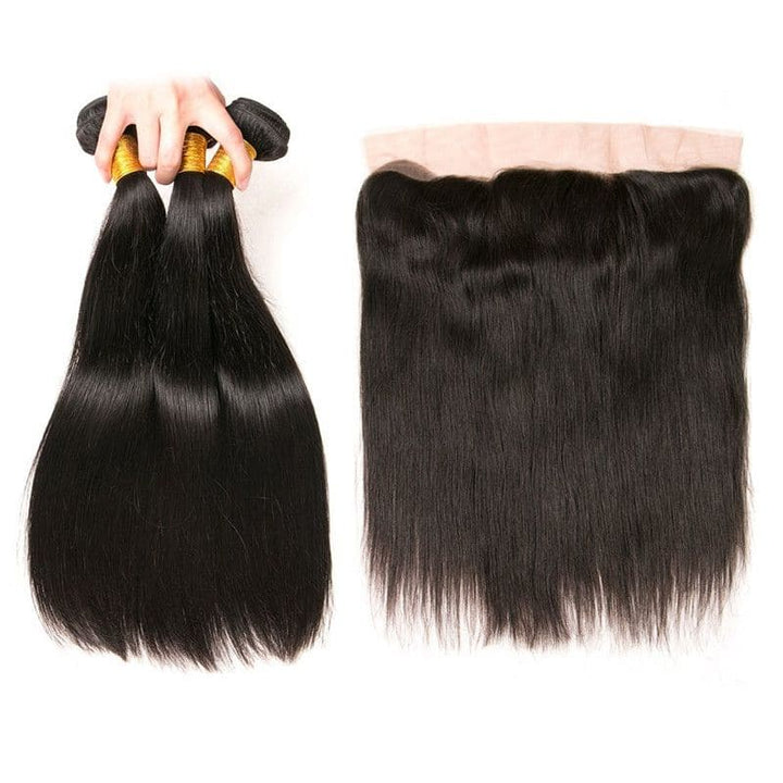 Bundles With 13x4 Lace Frontal Silky Straight Human Hair