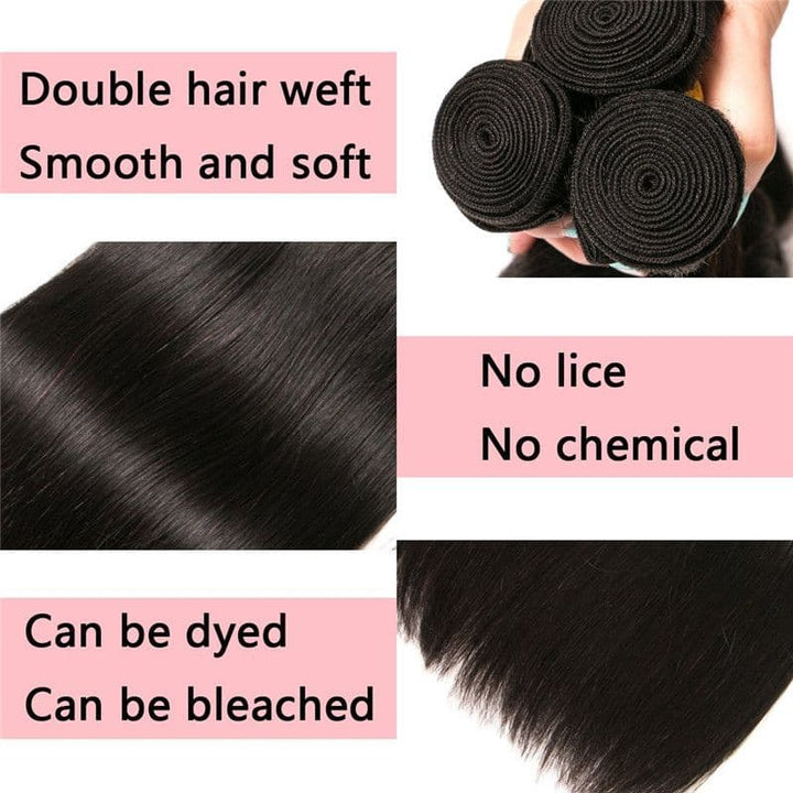 Bundles With 13x4 Lace Frontal Silky Straight Human Hair