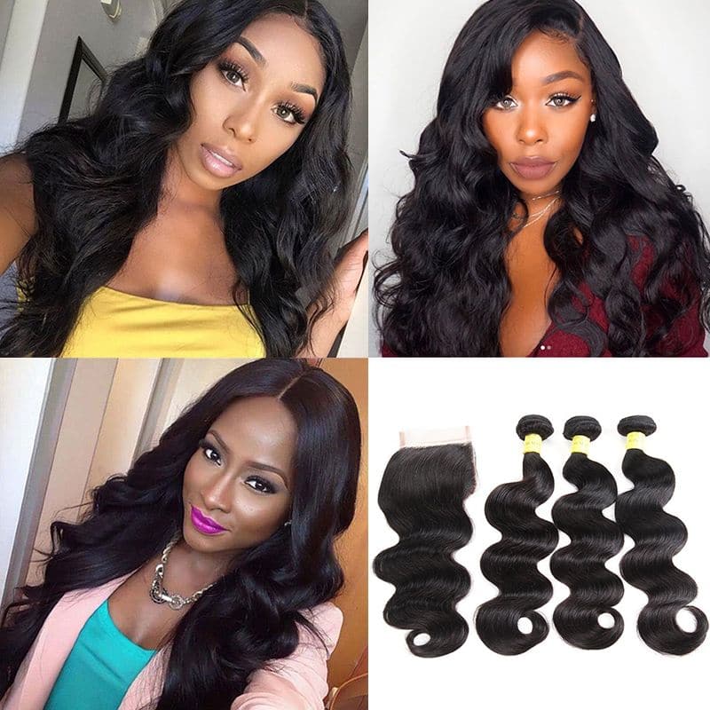 Bundles With 4x4 & 5x5 Lace Closure Body Wave Human Hair