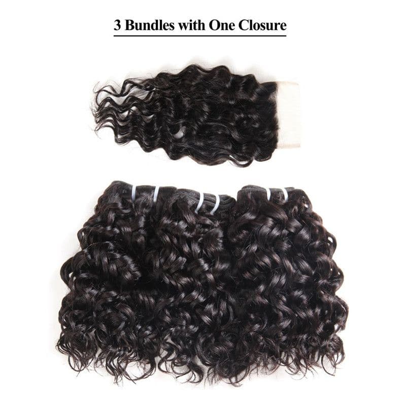 Bundles With 4x4 & 5x5 Lace Closure Water Wave Human Hair