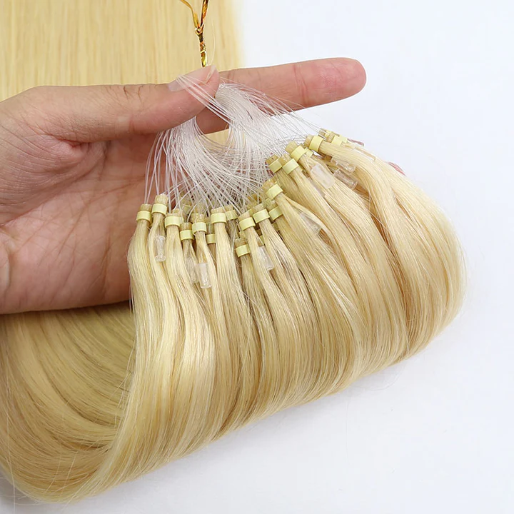 Platinum Blonde Micro loops Hair Extensions for Black Women