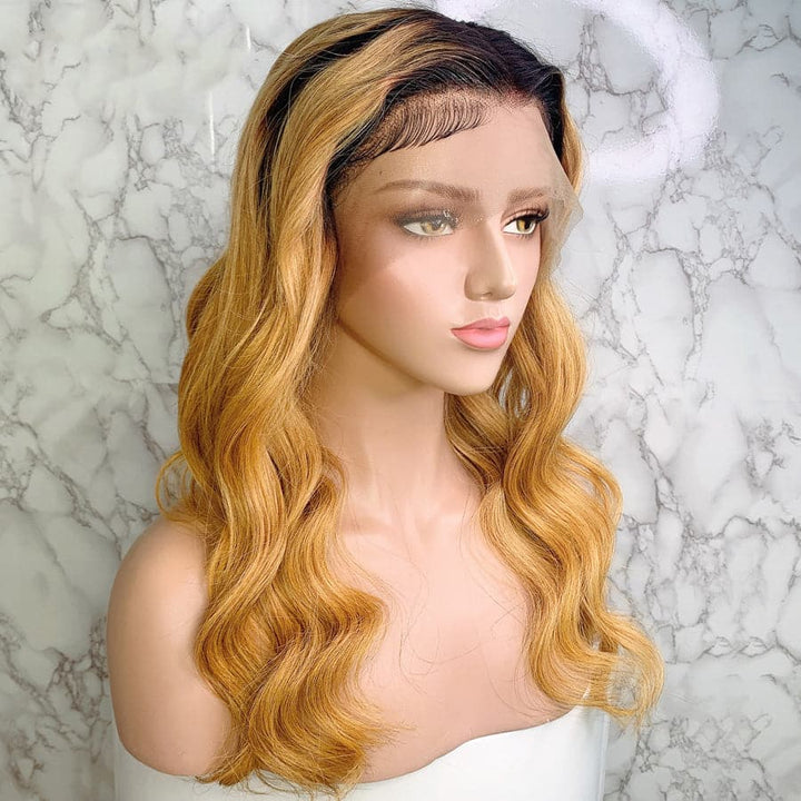 Transparent Lace Ombre #1B/27 Body Wave 13x6 Lace Front Wig BCBT27