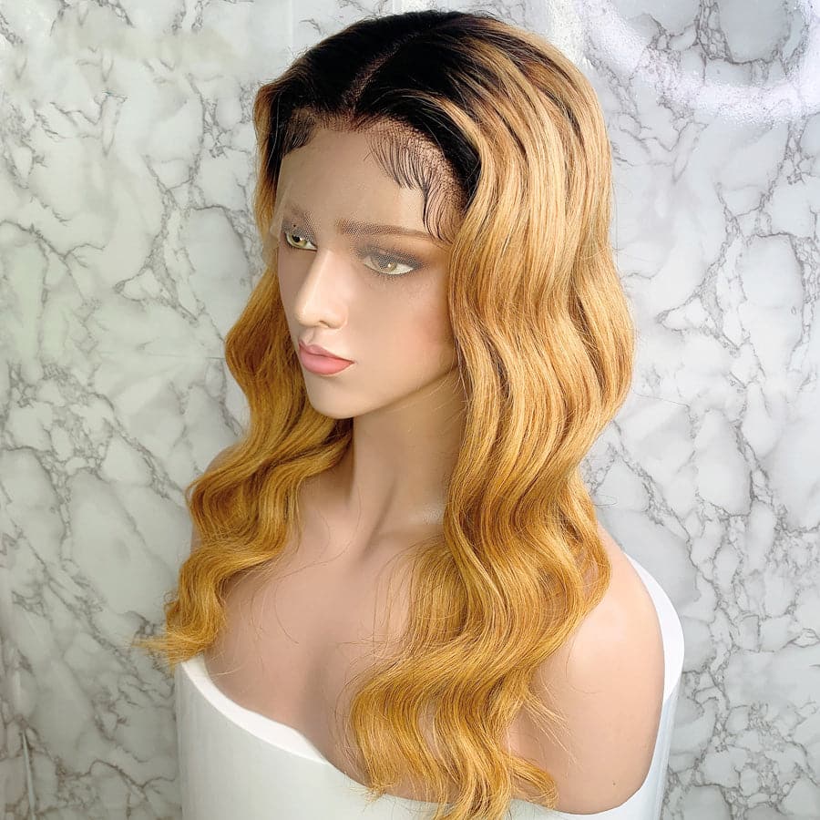 Transparent Lace Ombre #1B/27 Body Wave 13x6 Lace Front Wig BCBT27