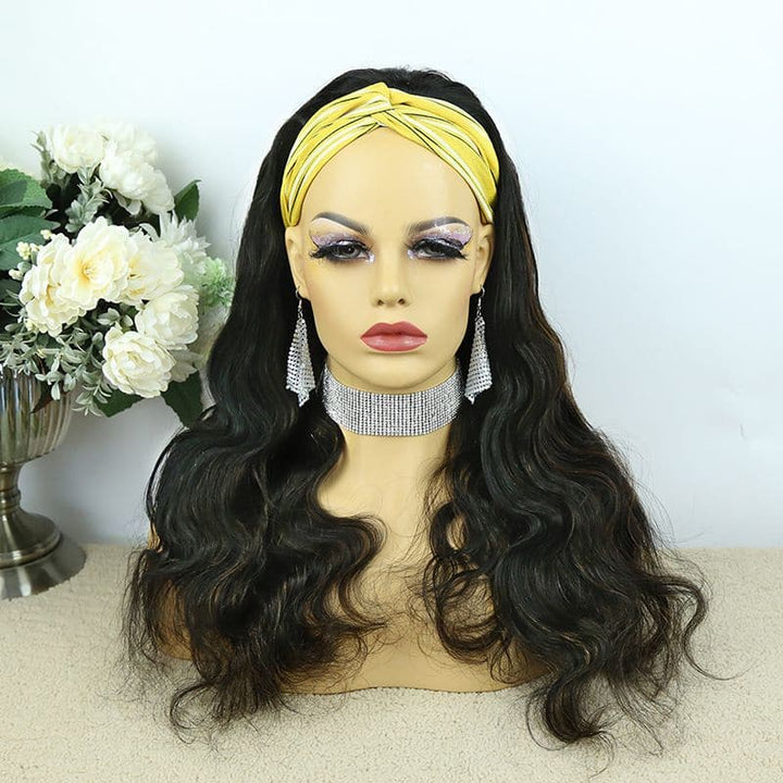 Headband Wig Body Wave Natural Color With Highlights Human Hair 2