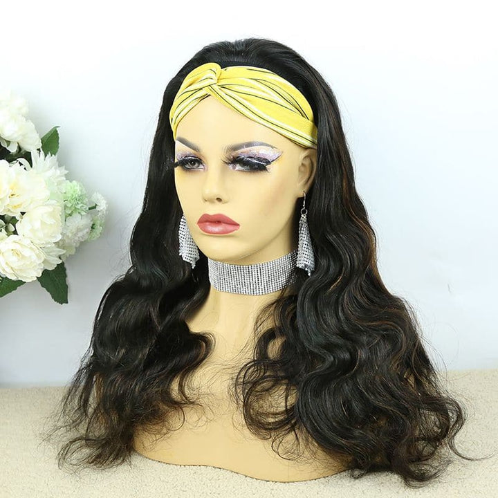 Headband Wig Body Wave Natural Color With Highlights Human Hair 3