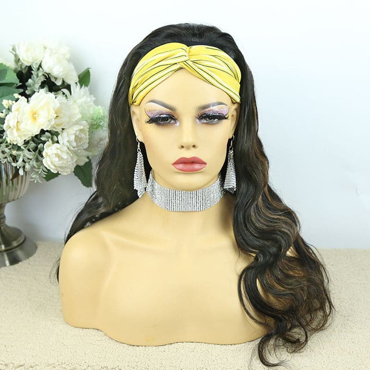 Headband Wig Body Wave Natural Color With Highlights Human Hair 4