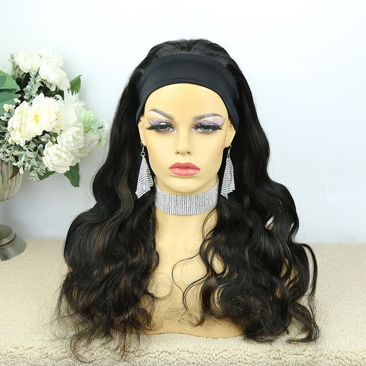 Headband Wig Body Wave Natural Color With Highlights Human Hair 5