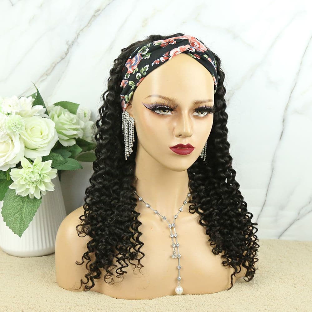 Headband Wig Deep Curly Human Hair front1