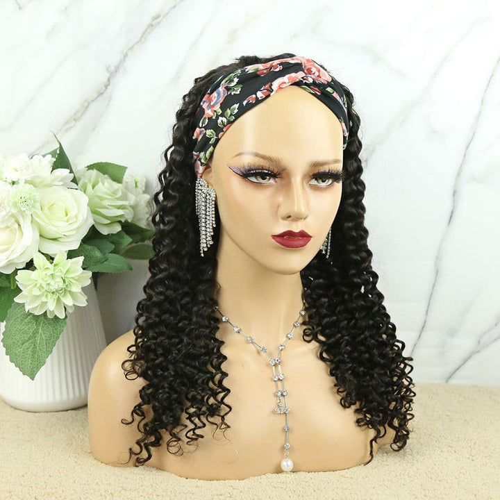 Headband Wig Deep Curly Human Hair front1