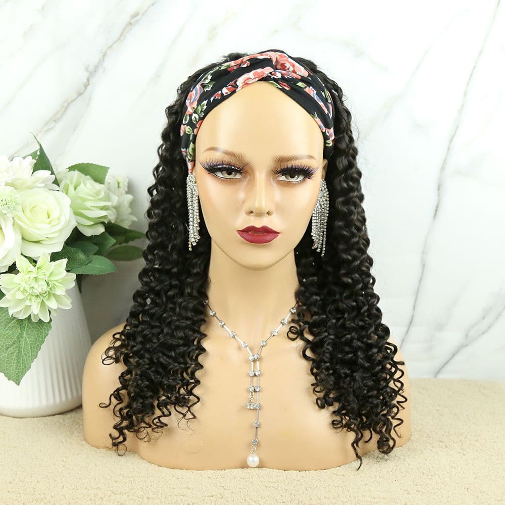 Headband Wig Deep Curly Human Hair HBWD-1