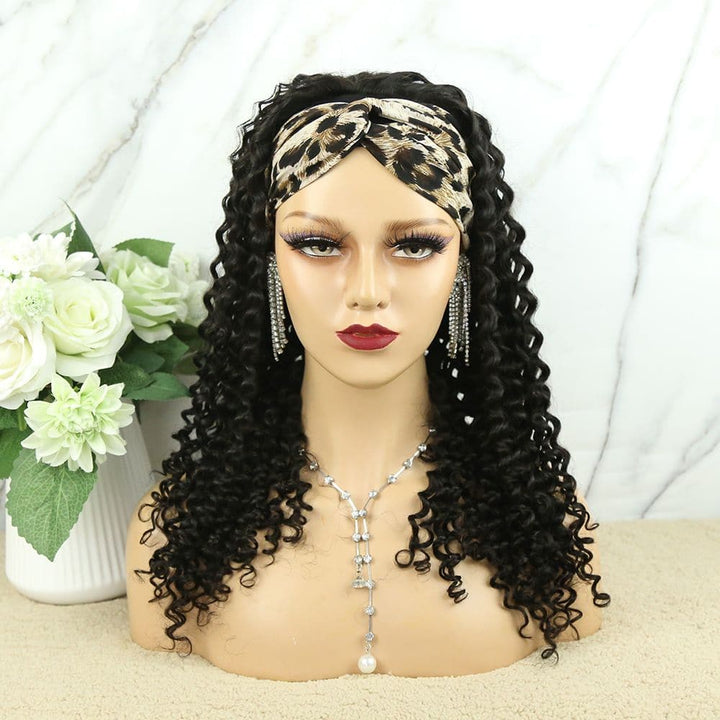 Headband Wig Deep Curly Human Hair review front2
