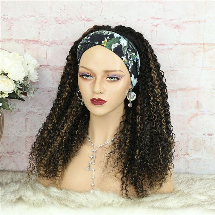 Headband Wig Highlighted Ombre Color Deep Curly Human Hair10