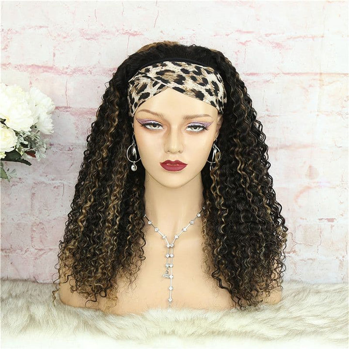 Headband Wig Highlighted Ombre Color Deep Curly Human Hair2