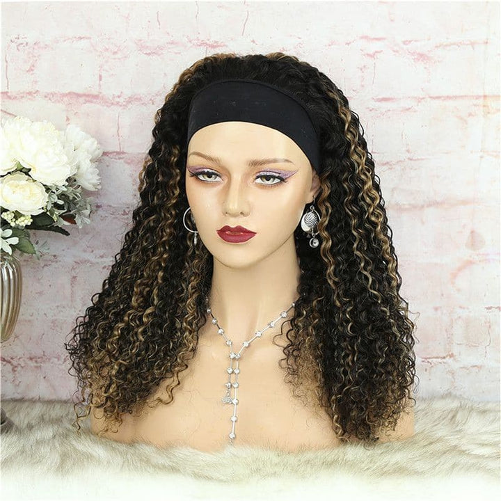 Headband Wig Highlighted Ombre Color Deep Curly Human Hair5