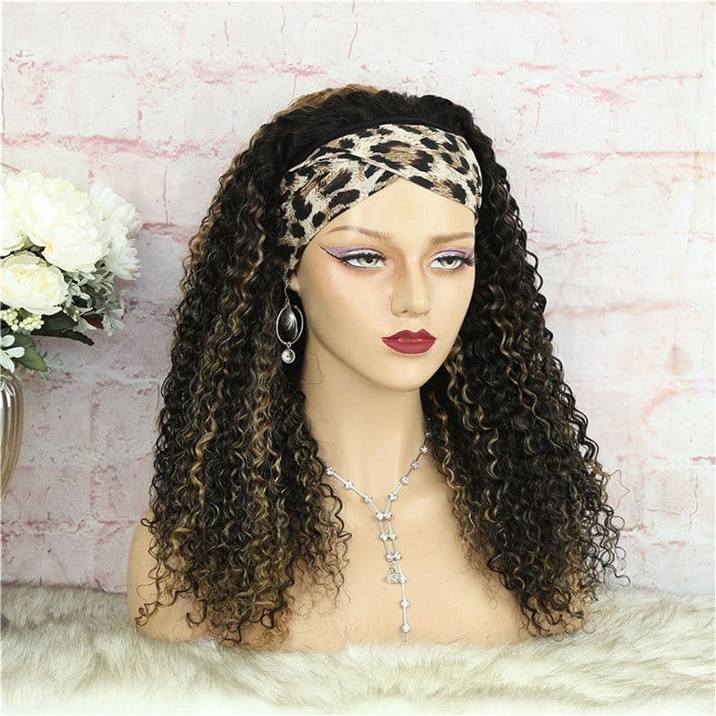 Headband Wig Highlighted Ombre Color Deep Curly Human Hair7