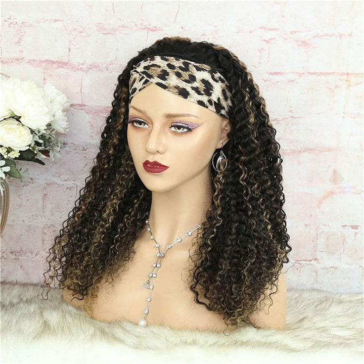 Headband Wig Highlighted Ombre Color Deep Curly Human Hair8