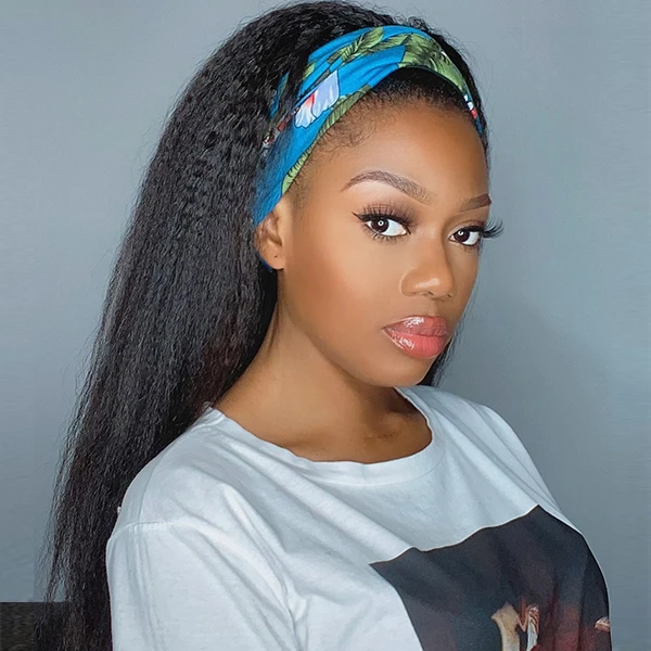 Headband Wig Kinky Straight Human Hair 2