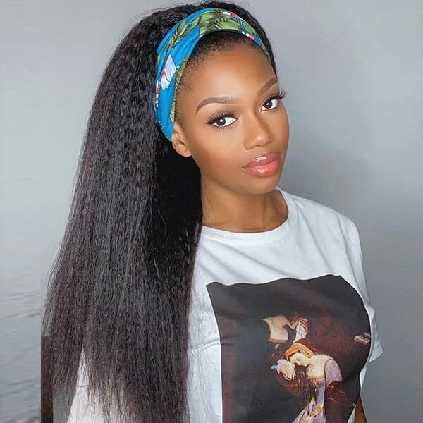 Headband Wig Kinky Straight Human Hair 3