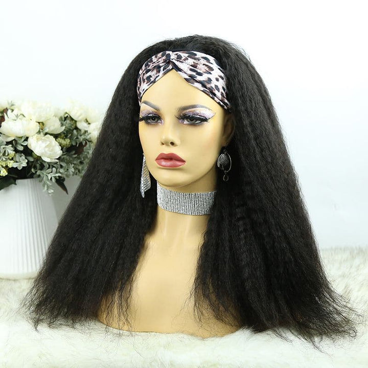 Headband Wig Kinky Straight Human Hair 4