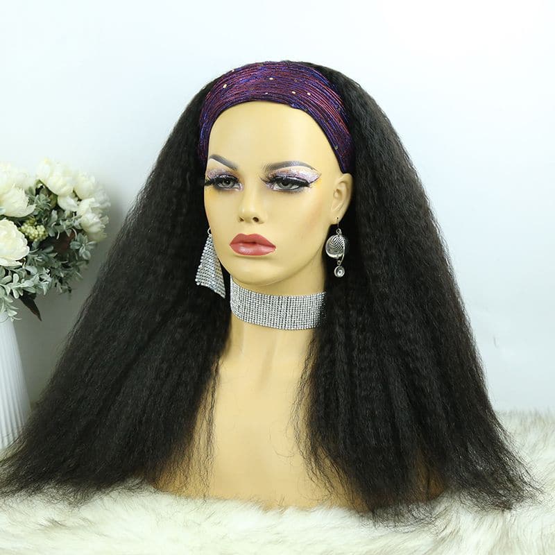 Headband Wig Kinky Straight Human Hair 7