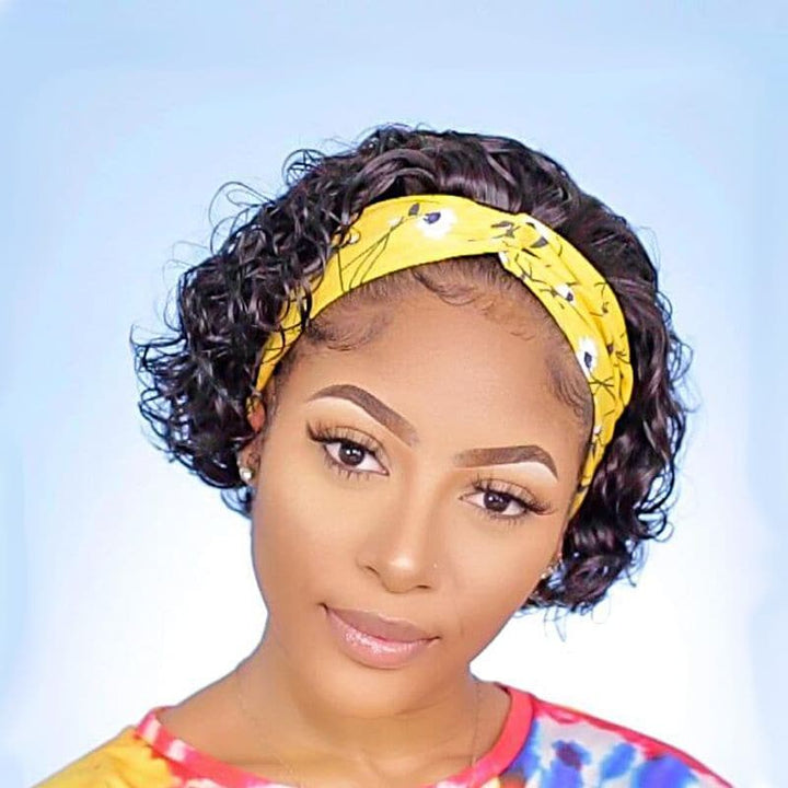 Headband Wig Pixie Cut Wave Human Hair HBP03