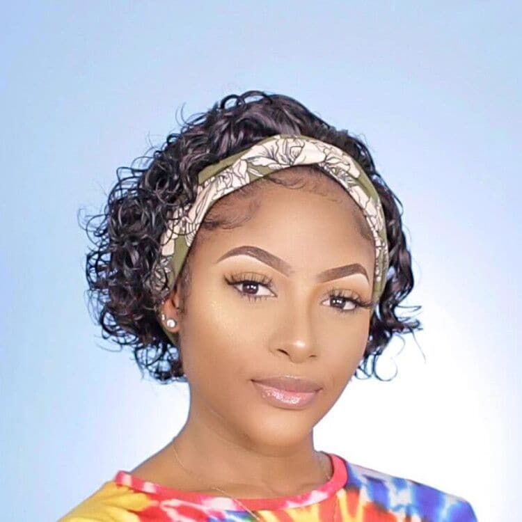 Headband Wig Pixie Cut Wave Human Hair HBP03