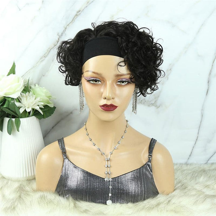 Headband Wig Pixie Cut Wave Human Hair HBP03