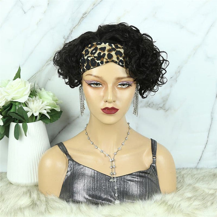 Headband Wig Pixie Cut Wave Human Hair HBP03