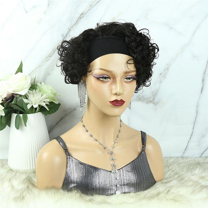 Headband Wig Pixie Cut Wave Human Hair HBP03