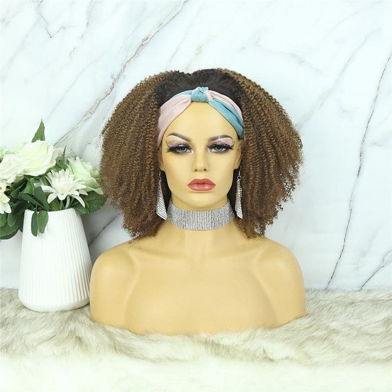 Headband Wig #1b30 Afro Kinky Curly Human Hair1