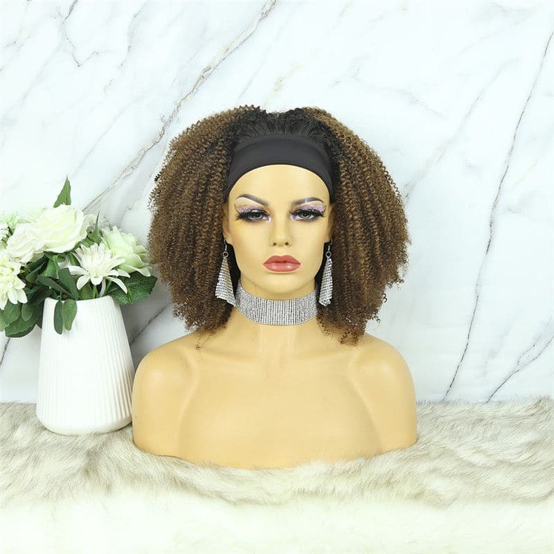Headband Wig #1b30 Afro Kinky Curly Human Hair2