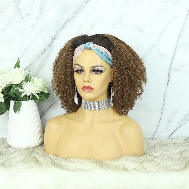 Headband Wig #1b30 Afro Kinky Curly Human Hair7