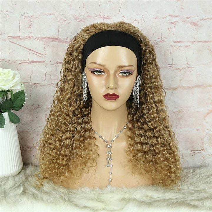 Headband Wig #27 Honey Blonde Deep Wave Human Hair1