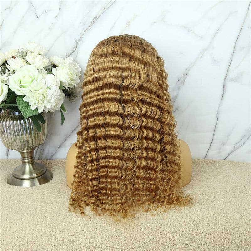 Headband Wig #27 Honey Blonde Deep Wave Human Hair10