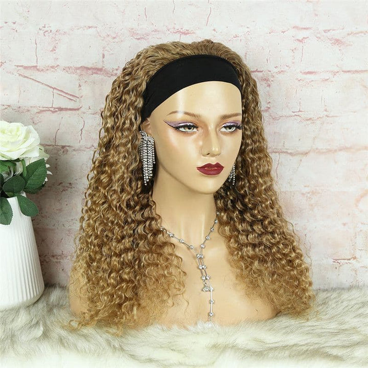 Headband Wig #27 Honey Blonde Deep Wave Human Hair5