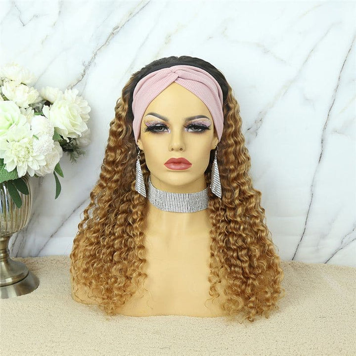 Headband Wig #27 Honey Blonde Deep Wave Human Hair8