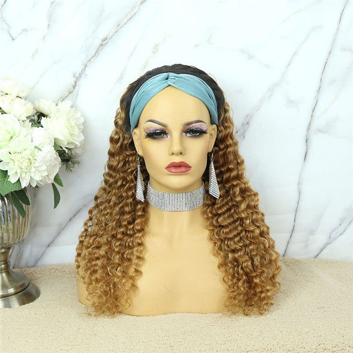 Headband Wig #27 Honey Blonde Deep Wave Human Hair9